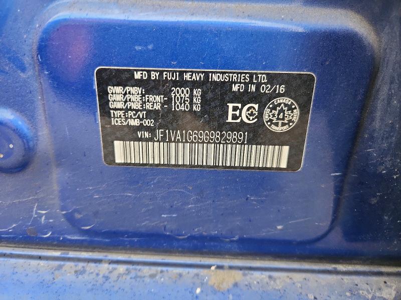 2016 Subaru Wrx მანქანა იყიდება აუქციონზე, vin: JF1VA1G69G9829891, აუქციონის ნომერი: 71573156