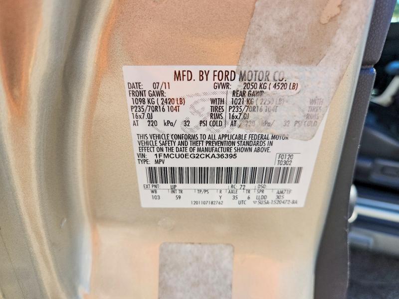 Продаж на аукціоні авто 2012 Ford Escape, vin: 1FMCU0EG2CKA36395, номер лоту: 71805036