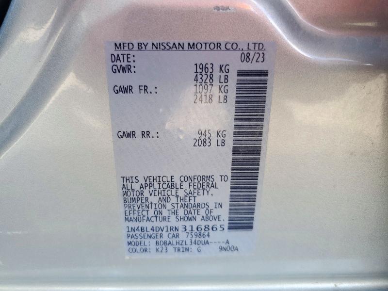 69156736 :رقم المزاد ، 1N4BL4DV1RN316865 vin ، 2024 Nissan Altima مزاد بيع