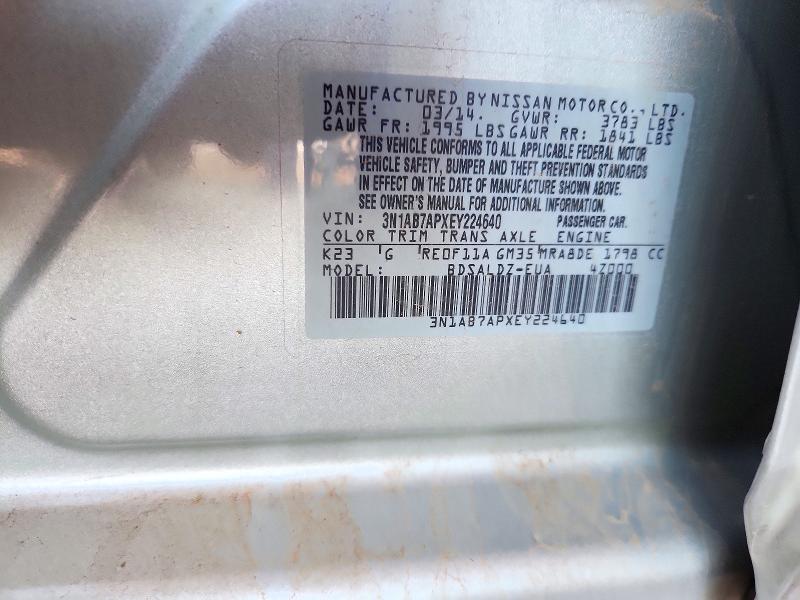 Aukcja sprzedaży 2014 Nissan Sentra, vin: 3N1AB7APXEY224640, numer aukcji: 71061066