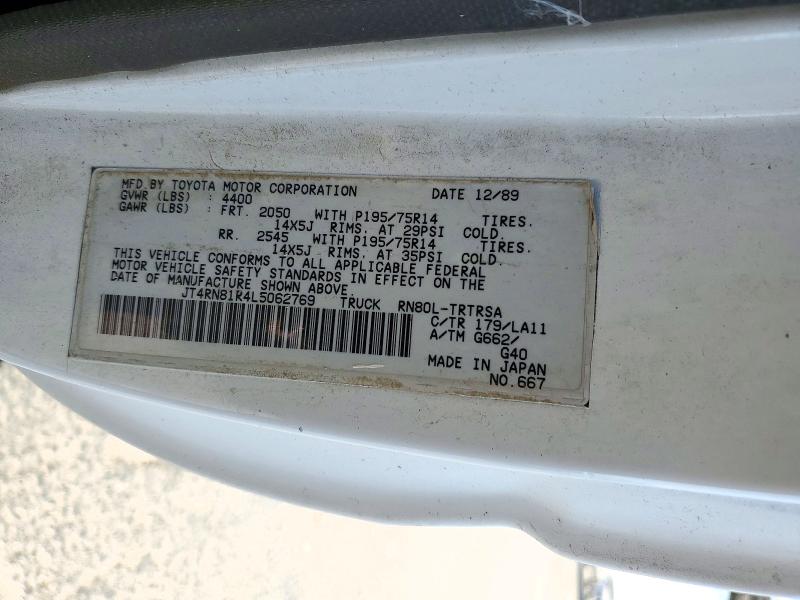 Продаж на аукціоні авто 1990 Toyota Pickup, vin: JT4RN81R4L5062769, номер лоту: 72753816