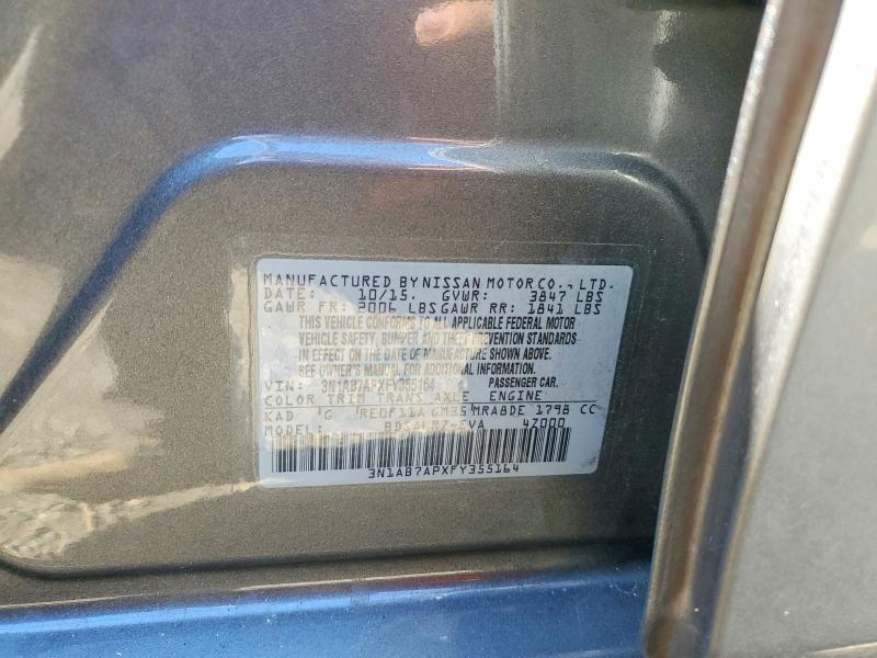 Продаж на аукціоні авто 2015 Nissan Sentra, vin: 3N1AB7APXFY355164, номер лоту: 70242336