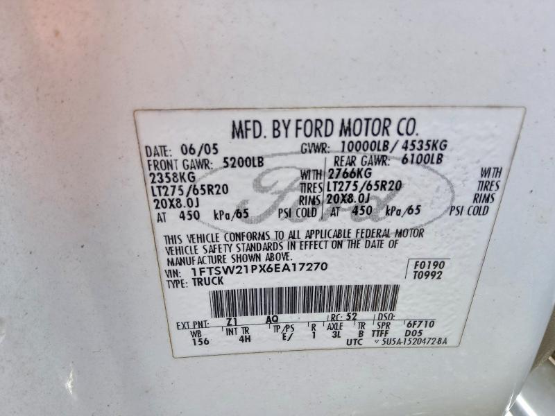 Aukcja sprzedaży 2006 Ford F250, vin: 1FTSW21PX6EA17270, numer aukcji: 71038436