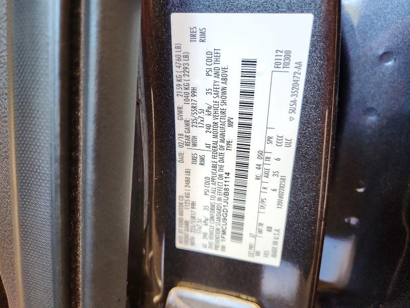 Aukcja sprzedaży 2018 Ford Escape, vin: 1FMCU9GD1JUB81114, numer aukcji: 70376666
