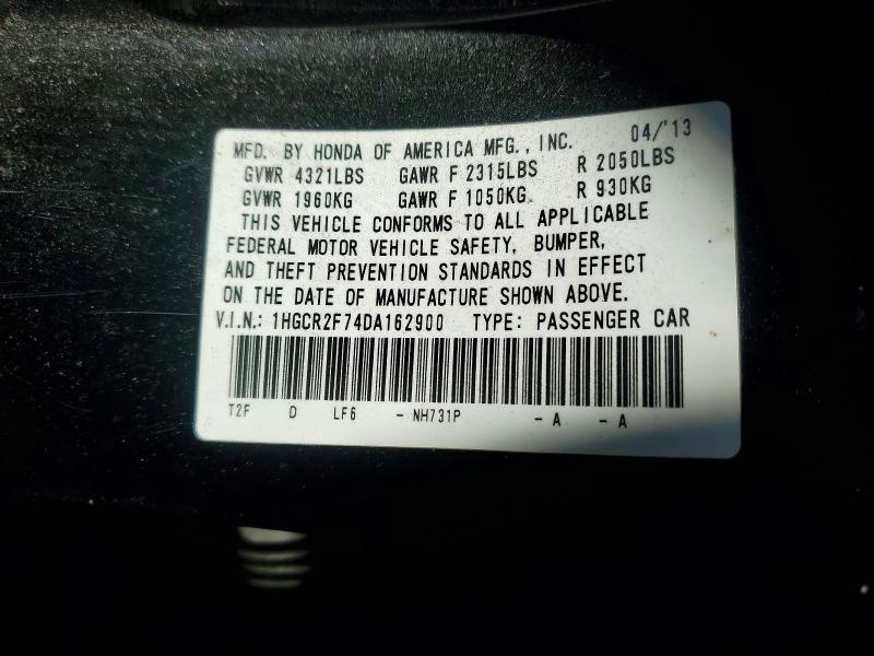 2013 Honda Accord მანქანა იყიდება აუქციონზე, vin: 1HGCR2F74DA162900, აუქციონის ნომერი: 71855806