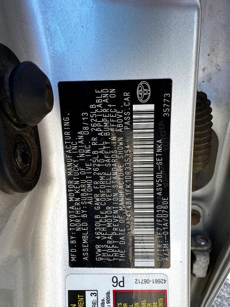 Продажа на аукционе авто 2013 Toyota Camry, vin: 4T4BF1FK1DR335354, номер лота: 72425436