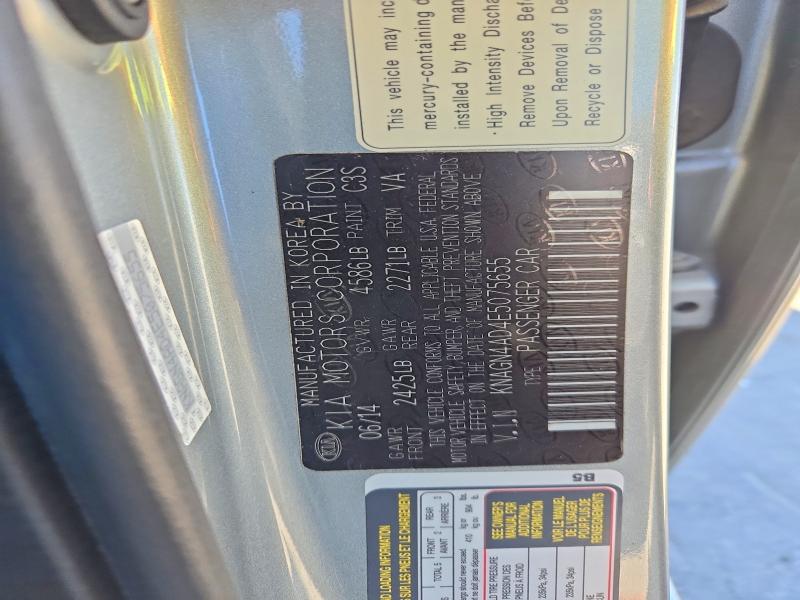 72003996 :رقم المزاد ، KNAGN4AD4E5075655 vin ، 2014 Kia Optima مزاد بيع