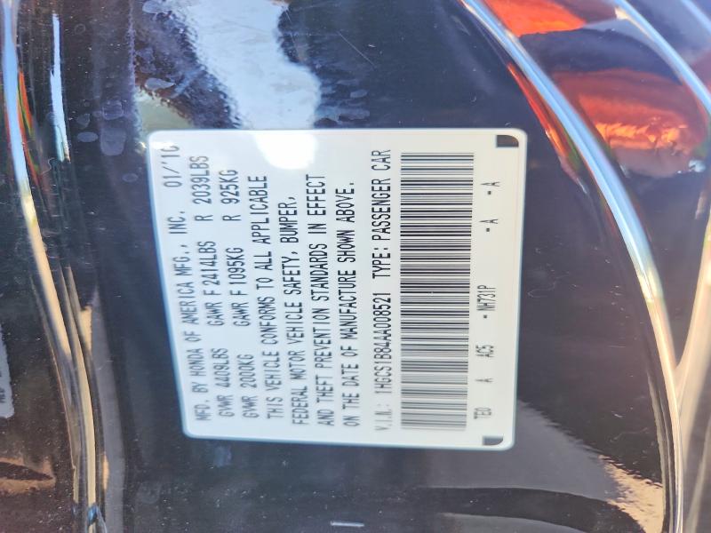 71359586 :رقم المزاد ، 1HGCS1B84AA008521 vin ، 2010 Honda Accord مزاد بيع