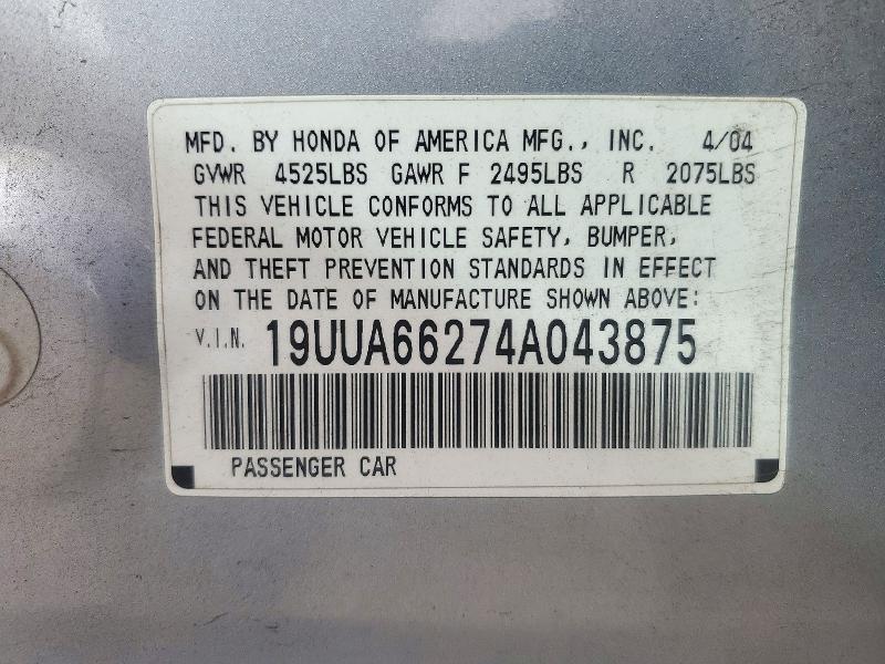 Продажа на аукционе авто 2004 Acura Tl, vin: 19UUA66274A043875, номер лота: 72531956
