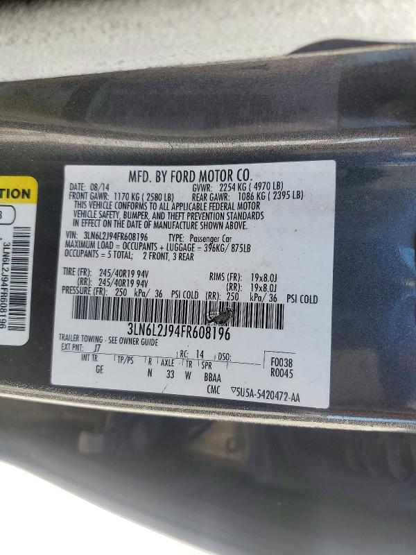 Продажа на аукционе авто 2015 Lincoln Mkz, vin: 3LN6L2J94FR608196, номер лота: 73245166