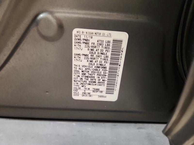 71548216 :رقم المزاد ، JN8AT2MV2LW124872 vin ، 2020 Nissan Rogue مزاد بيع