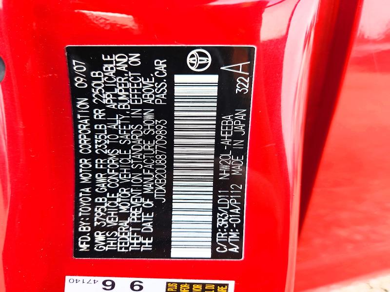 2008 Toyota Prius მანქანა იყიდება აუქციონზე, vin: JTDKB20U887709893, აუქციონის ნომერი: 69304326