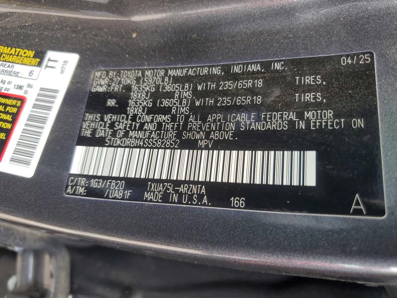 Продажа на аукционе авто 2025 Toyota Highla Xle, vin: 5TDKDRBH4SS582852, номер лота: 71684296