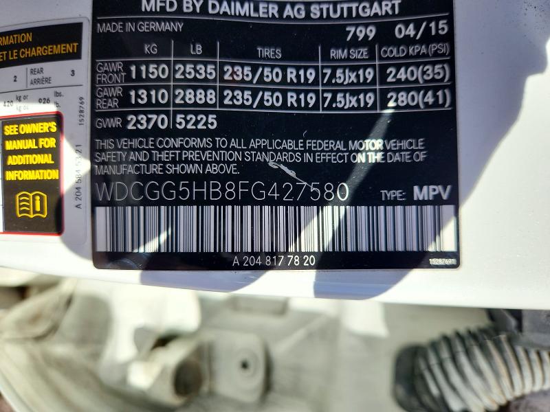 Продаж на аукціоні авто 2015 Mercedes-benz Glk, vin: WDCGG5HB8FG427580, номер лоту: 71821266