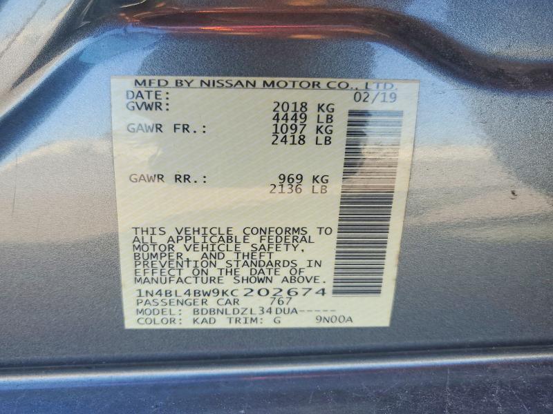 Продажа на аукционе авто 2019 Nissan Altima, vin: 1N4BL4BW9KC202674, номер лота: 71609956