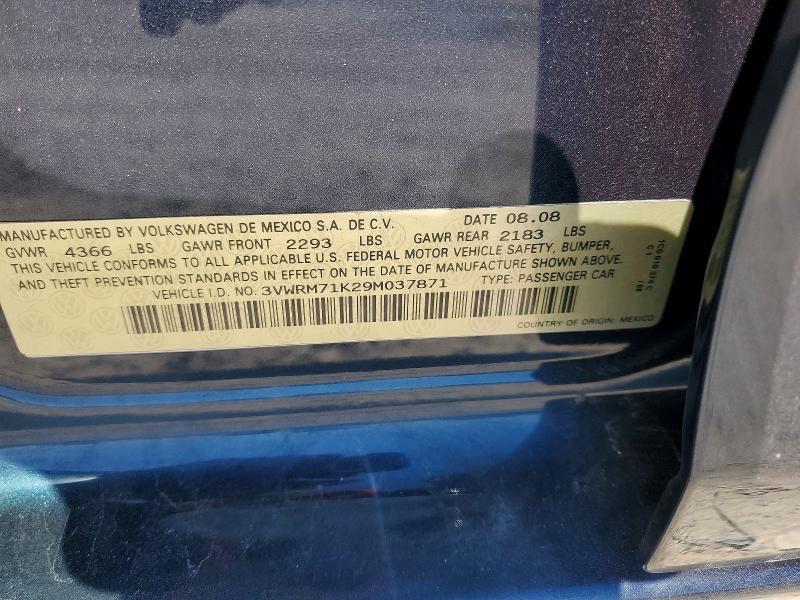 Продажа на аукционе авто 2009 Volkswagen Jetta, vin: 3VWRM71K29M037871, номер лота: 72226706