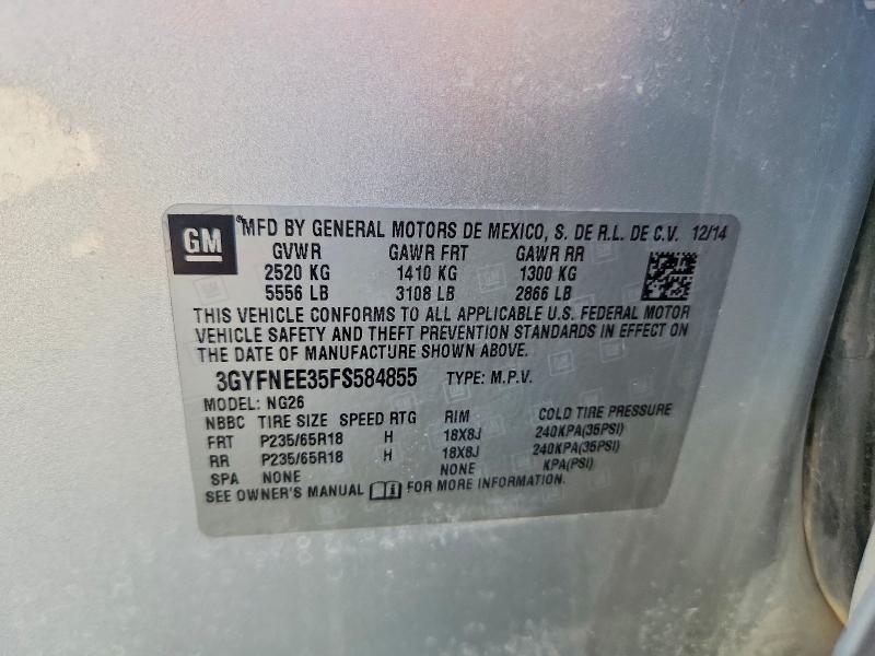 2015 Cadillac Srx მანქანა იყიდება აუქციონზე, vin: 3GYFNEE35FS584855, აუქციონის ნომერი: 71450846