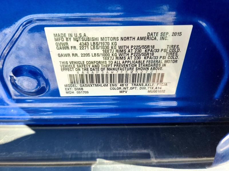 2015 Mitsubishi Outlander Sport მანქანა იყიდება აუქციონზე, vin: 4A4AP3AW7FE052721, აუქციონის ნომერი: 71475926
