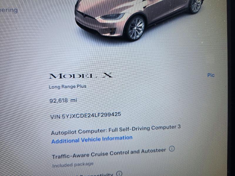 70988666 :رقم المزاد ، 5YJXCDE24LF299425 vin ، 2020 Tesla Model X مزاد بيع