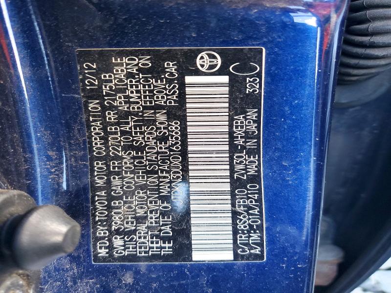 2013 Toyota Prius მანქანა იყიდება აუქციონზე, vin: JTDKN3DUXD1635686, აუქციონის ნომერი: 71552746