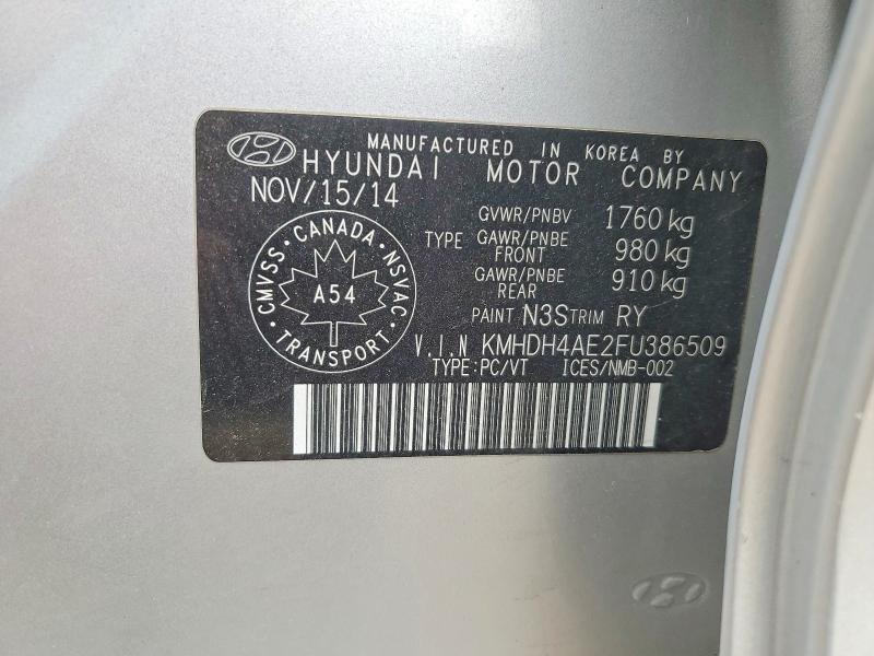 Aukcja sprzedaży 2015 Hyundai Elantra, vin: KMHDH4AE2FU386509, numer aukcji: 71744876