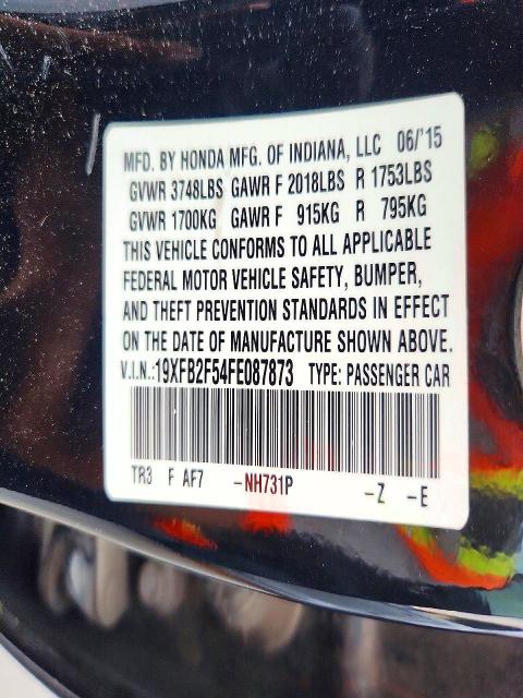 71976226 :رقم المزاد ، 19XFB2F54FE087873 vin ، 2015 Honda Civic مزاد بيع