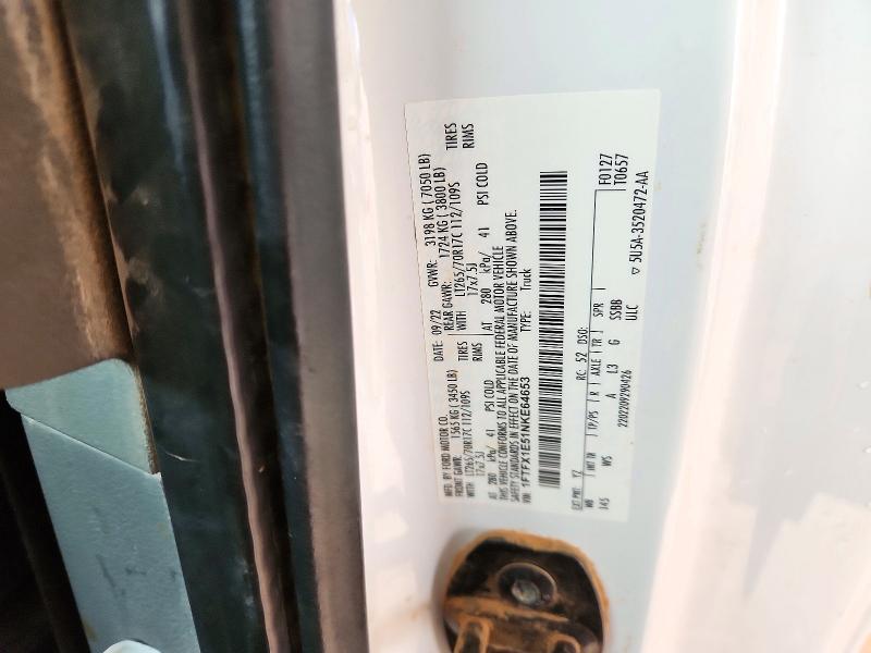 2022 Ford F150 მანქანა იყიდება აუქციონზე, vin: 1FTFX1E51NKE64653, აუქციონის ნომერი: 73521386
