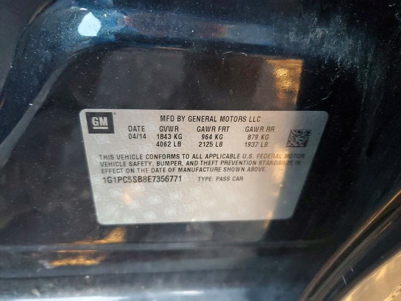 Продаж на аукціоні авто 2014 Chevrolet Cruze, vin: 1G1PC5SB8E7356771, номер лоту: 72761176