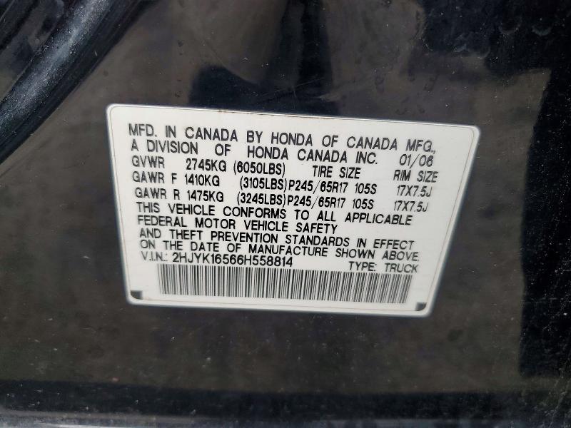 Aukcja sprzedaży 2006 Honda Ridgeline, vin: 2HJYK16566H558814, numer aukcji: 70947596
