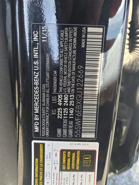 2016 Mercedes-benz C მანქანა იყიდება აუქციონზე, vin: 55SWF6EBXGU122669, აუქციონის ნომერი: 73349236