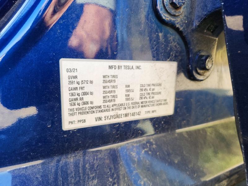 Продажа на аукционе авто 2021 Tesla Model Y, vin: 5YJYGAEE1MF148142, номер лота: 72041586