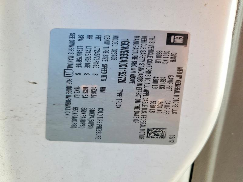 Продажа на аукционе авто 2012 Chevrolet Express 2500, vin: 1GCWGGCA0C1152720, номер лота: 71257326