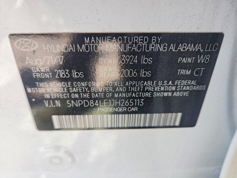 2018 Hyundai Elantra მანქანა იყიდება აუქციონზე, vin: 5NPD84LF1JH265113, აუქციონის ნომერი: 70434586