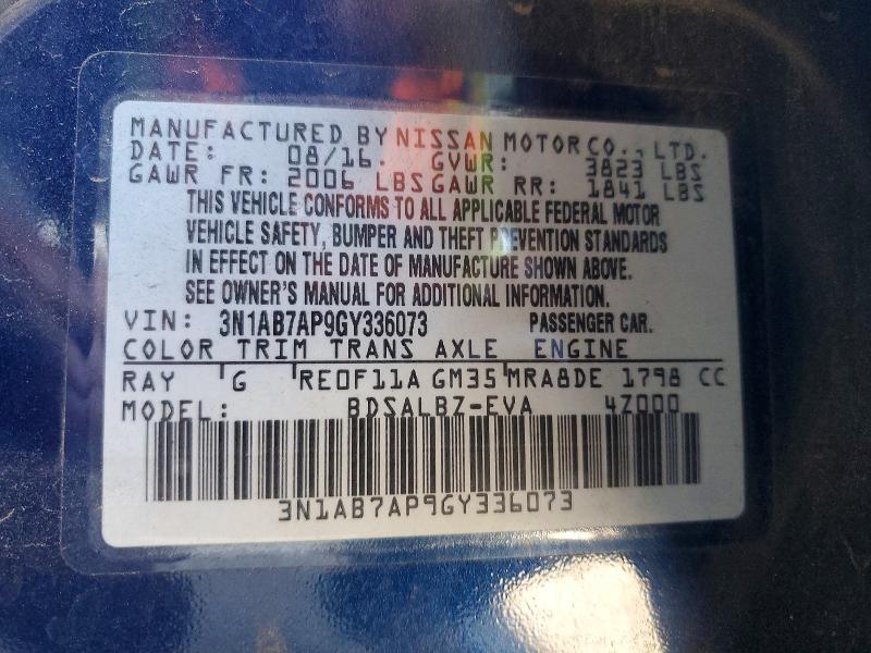 Продаж на аукціоні авто 2016 Nissan Sentra, vin: 3N1AB7AP9GY336073, номер лоту: 71505626