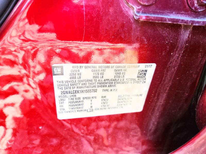 Aukcja sprzedaży 2017 Chevrolet Equinox, vin: 2GNALCEK1H1565792, numer aukcji: 65830646