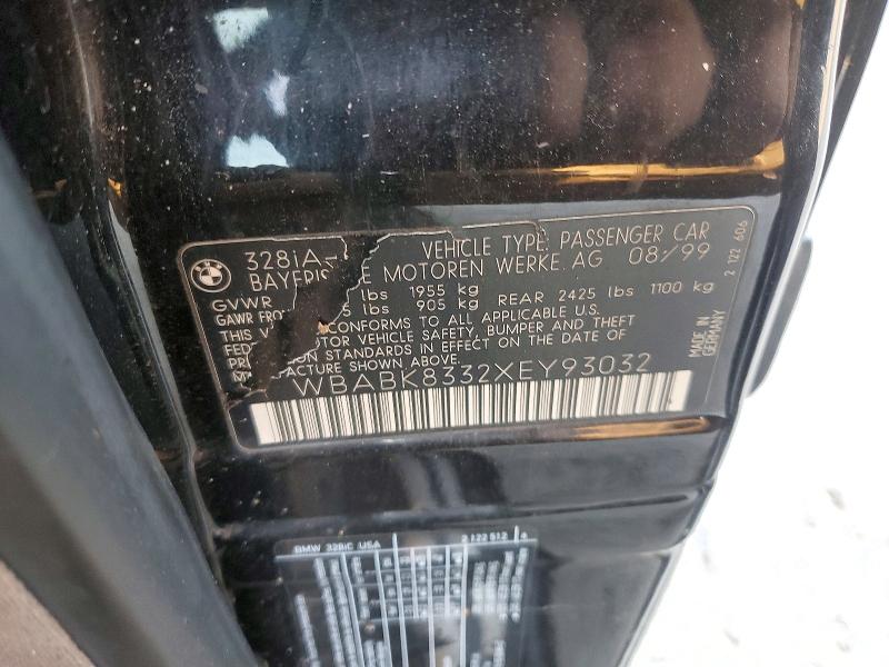 71052056 :رقم المزاد ، WBABK8332XEY93032 vin ، 1999 Bmw 328 مزاد بيع