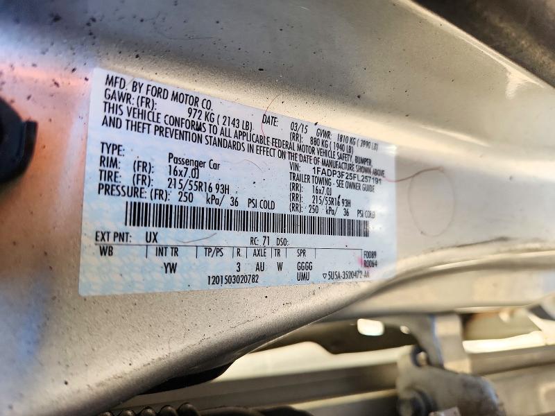 2015 Ford Focus მანქანა იყიდება აუქციონზე, vin: 1FADP3F25FL257191, აუქციონის ნომერი: 71873046