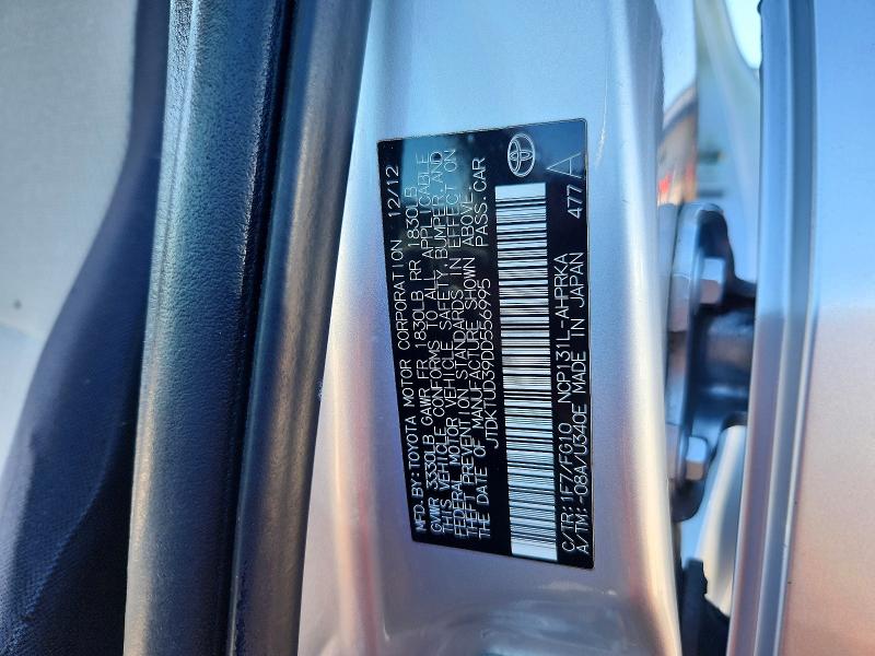Aukcja sprzedaży 2013 Toyota Yaris, vin: JTDKTUD39DD556995, numer aukcji: 71836546