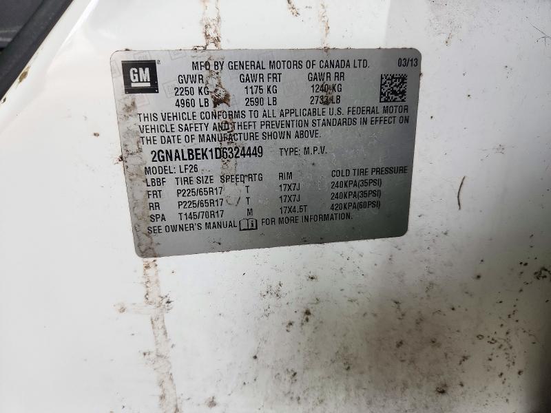 72990326 :رقم المزاد ، 2GNALBEK1D6324449 vin ، 2013 Chevrolet Equinox مزاد بيع
