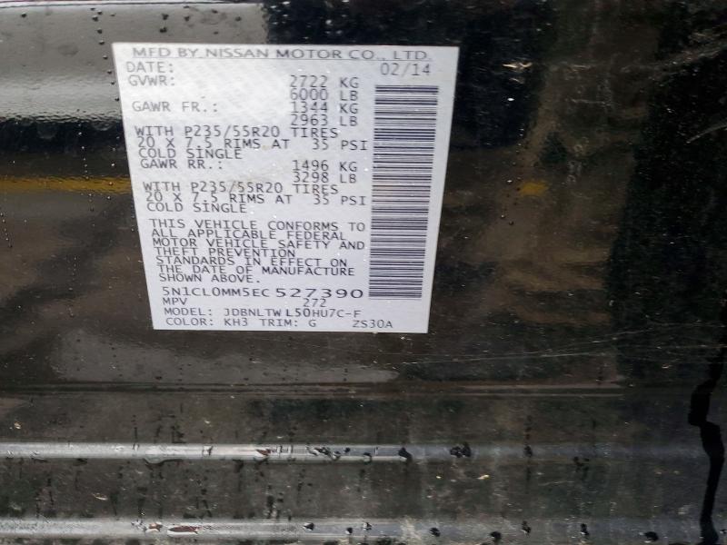 71380126 :رقم المزاد ، 5N1CL0MM5EC527390 vin ، 2016 Infiniti Qx60 مزاد بيع