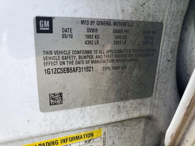 72463376 :رقم المزاد ، 1G1ZC5EB8AF311821 vin ، 2010 Chevrolet Malibu مزاد بيع