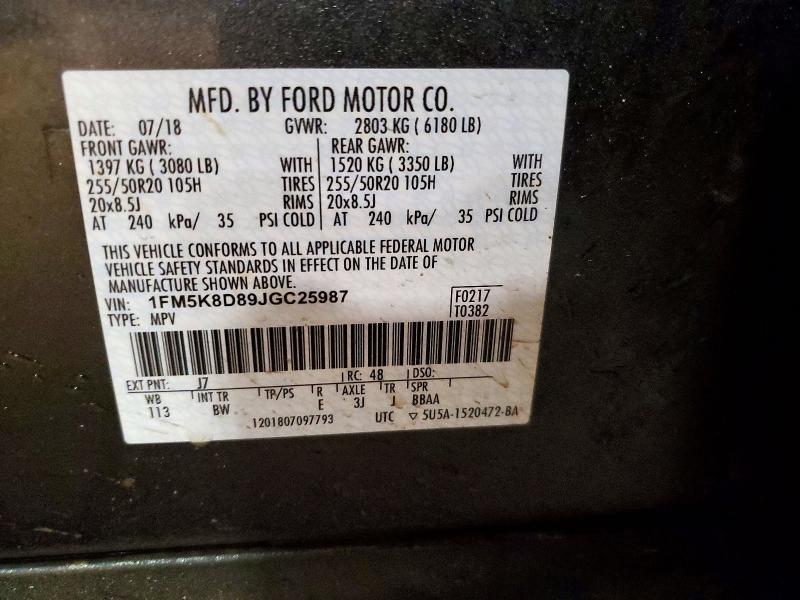 Продаж на аукціоні авто 2018 Ford Explorer, vin: 1FM5K8D89JGC25987, номер лоту: 69688346