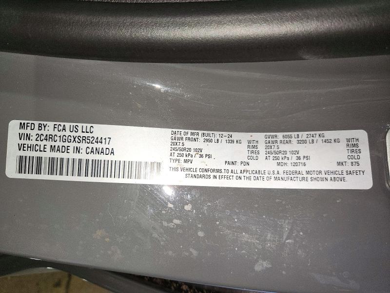 Продаж на аукціоні авто 2025 Chrysler Pacifica, vin: 2C4RC1GGXSR524417, номер лоту: 72780576