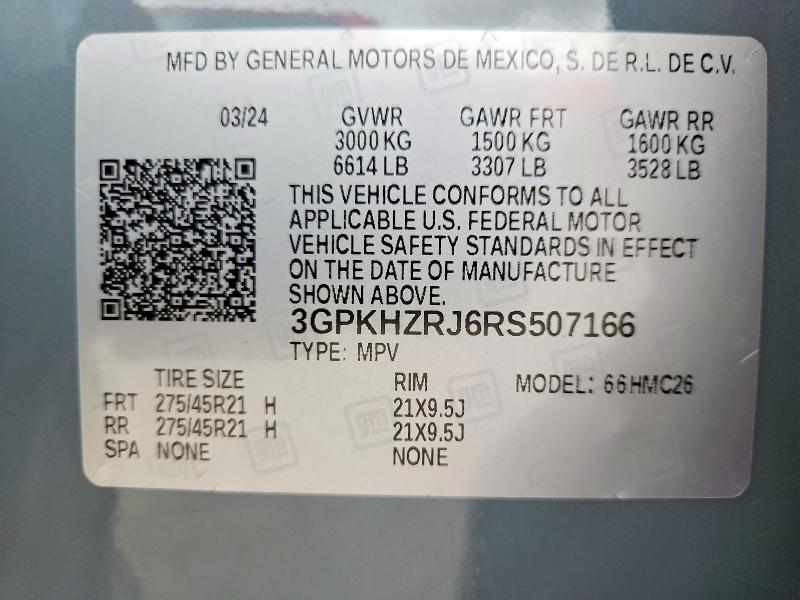 71630976 :رقم المزاد ، 3GPKHZRJ6RS507166 vin ، 2024 Honda Prologue مزاد بيع