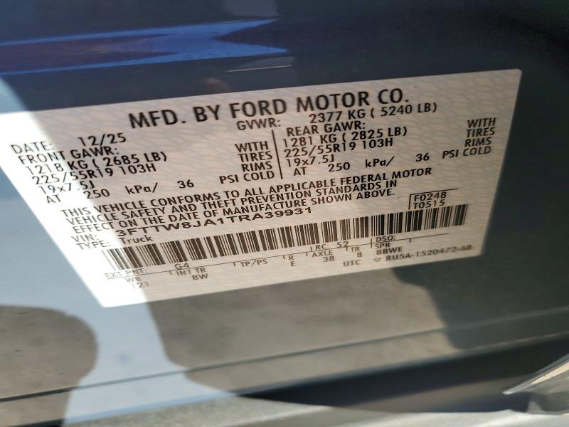 Продаж на аукціоні авто 2026 Ford Maverick, vin: 3FTTW8JA1TRA39931, номер лоту: 72133466