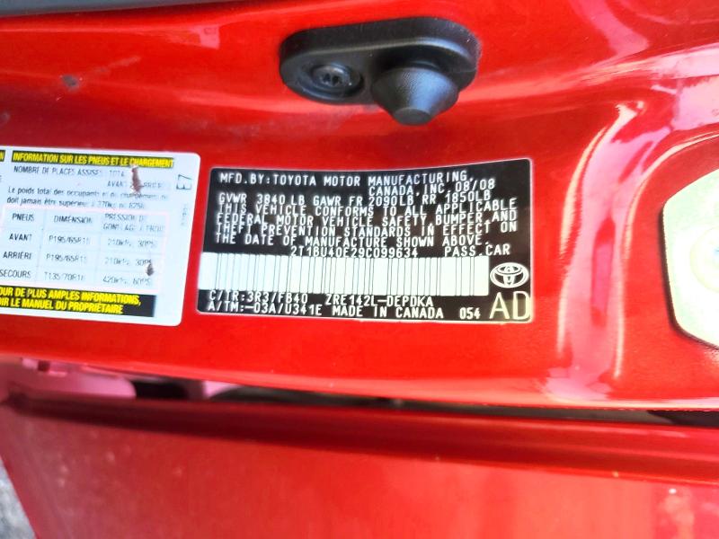 Продаж на аукціоні авто 2009 Toyota Corolla, vin: 2T1BU40E29C099634, номер лоту: 71607666