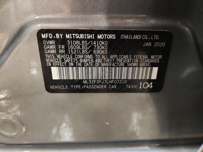 Auction sale of the 2020 Mitsubishi Mirage, vin: ML32F3FJ7LHF07210, lot number: 72904726