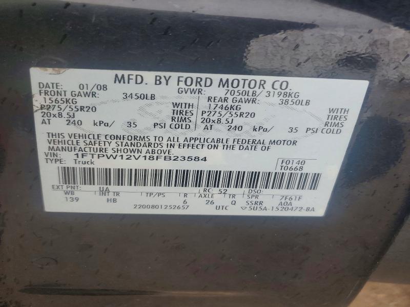 Aukcja sprzedaży 2008 Ford F150, vin: 1FTPW12V18FB23584, numer aukcji: 71480556