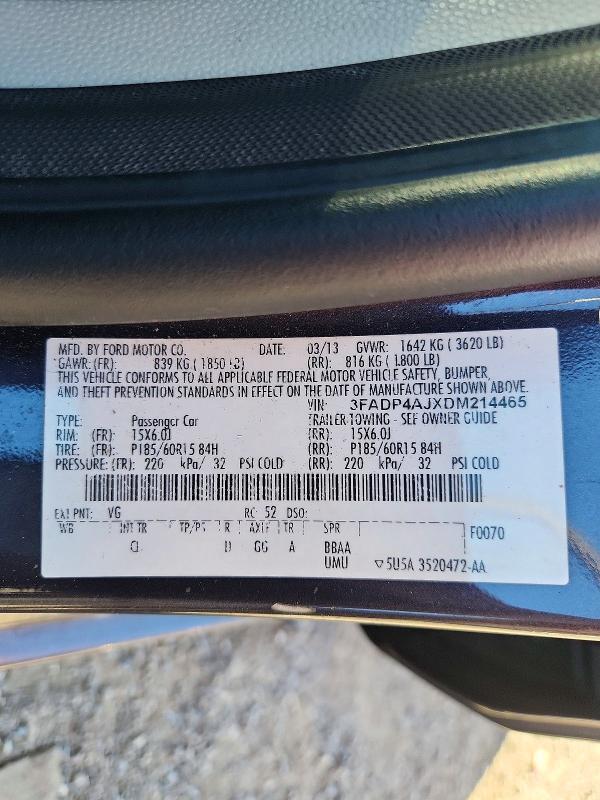Продаж на аукціоні авто 2013 Ford Fiesta, vin: 3FADP4AJXDM214465, номер лоту: 71347676
