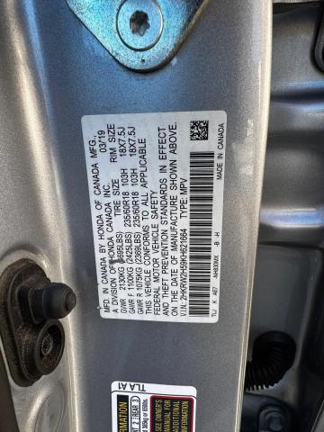 Продаж на аукціоні авто 2019 Honda Cr-v, vin: 2HKRW2H59KH621664, номер лоту: 72429426